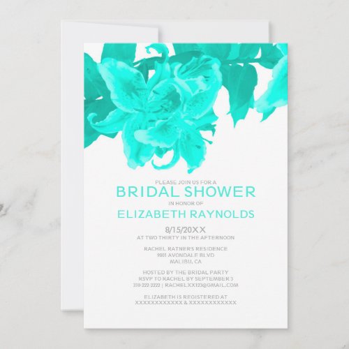 Turquoise Flower Bridal Shower Invitations