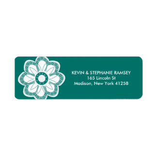 Turquoise Flower Label