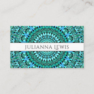 Turquoise Flower Mandala Business Card
