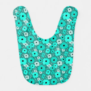 Turquoise flower pattern baby bib