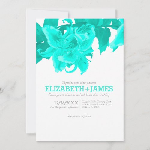 Turquoise Flower Wedding Invitations