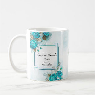 Turquoise Flower Wedding Mug