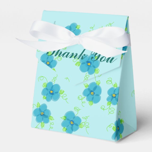 Turquoise Flowered Envelope Favor Box (Front Side)