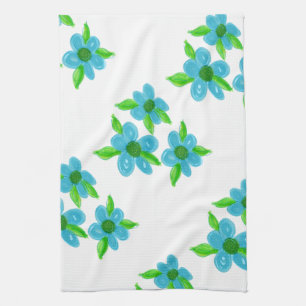 Turquoise flowered pattern towel