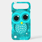 turquoise flowers and cute owl Case-Mate iPhone case (Back)