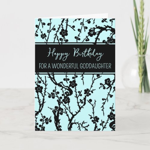 Turquoise Flowers Goddaughter Birthday Card