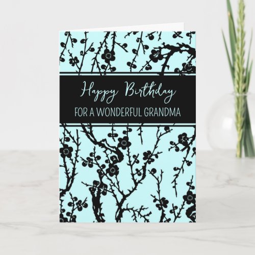 Turquoise Flowers Grandma Birthday Card