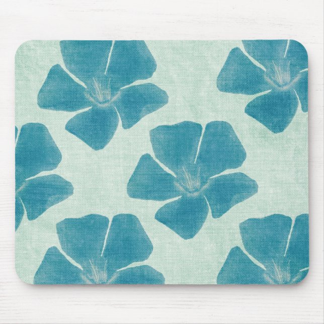 Turquoise Flowers Mousepad (Front)