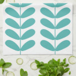 Turquoise Flowers Retro Mid Century Hand Towel<br><div class="desc">Add a pop of color to your kitchen with this adorable retro kitchen towel. It features the bright and bold color of turquoise blue flower stalks.</div>