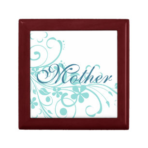 Turquoise Flowers Swirls Mother's Day Gift Box