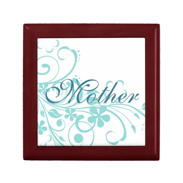 Turquoise Flowers Swirls Mother's Day Gift Box (Front)