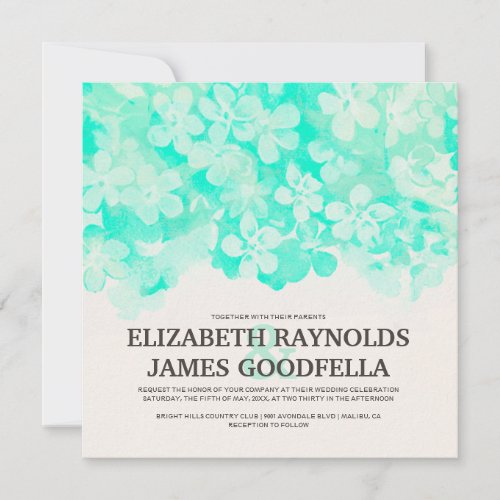 Turquoise Flowers Wedding Invitations