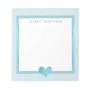 Turquoise Foil Heart Notepad 5.5" x 6"