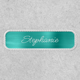 Turquoise Foil Monoline Script First Name Patch