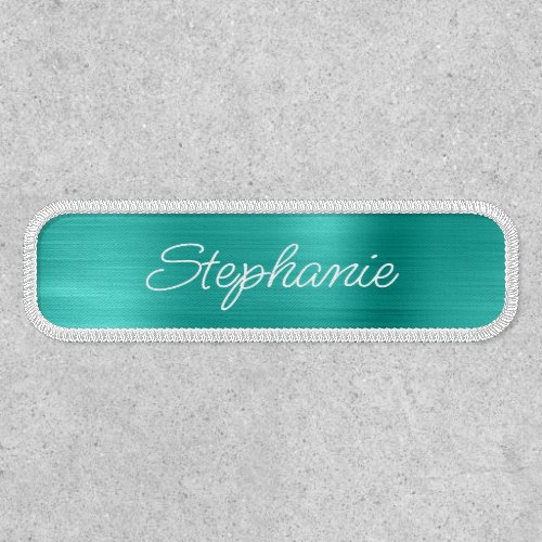 Turquoise Foil Monoline Script First Name Patch