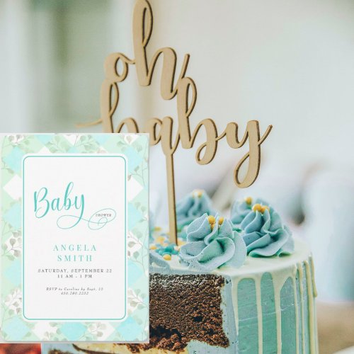 Turquoise Foliage Baby Shower Invitation