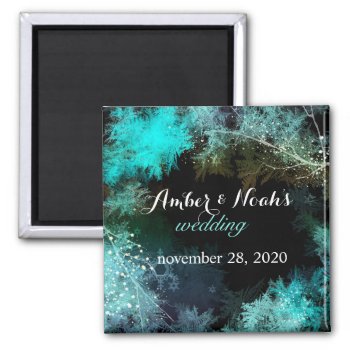Turquoise Forest Evening Wedding Save The Date Magnet by BridalHeaven at Zazzle