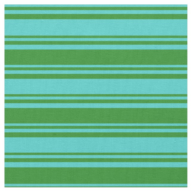 Turquoise & Forest Green Pattern Fabric (Close Up)