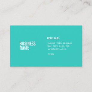 Turquoise Format With Columns Condensed Fonts Business Card