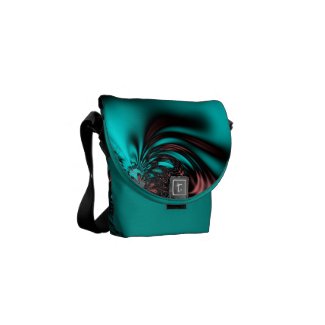 Turquoise Fractal Messenger Bag