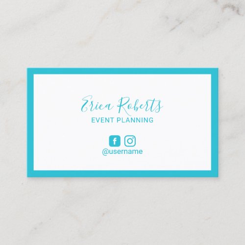 Turquoise Frame Minimalist Event Planning Elegant Business Card