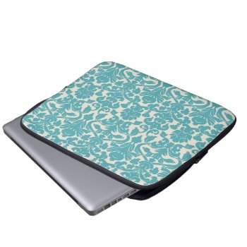 Turquoise French Damask Laptop Sleeve by ArtsofLove at Zazzle