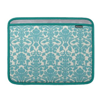 Turquoise French Damask Sleeve For Macbook Air by ArtsofLove at Zazzle