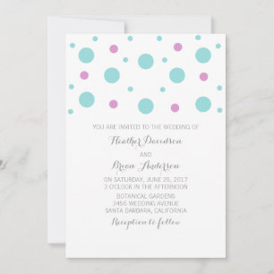 Turquoise Fuchsia Confetti Wedding Invite