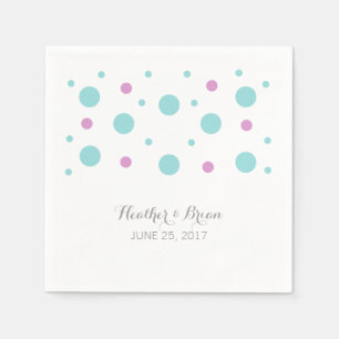 Turquoise Fuchsia Confetti Wedding Paper Napkins
