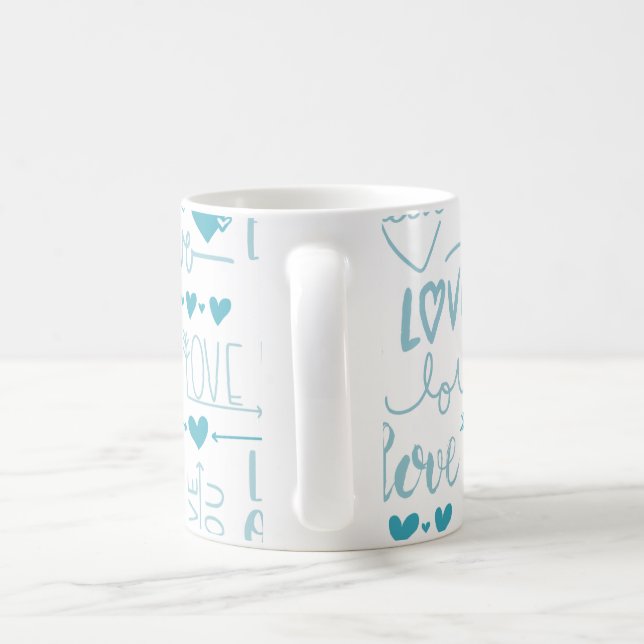 Turquoise Fun and Modern Love and Hearts Coffee Mug (Handle)