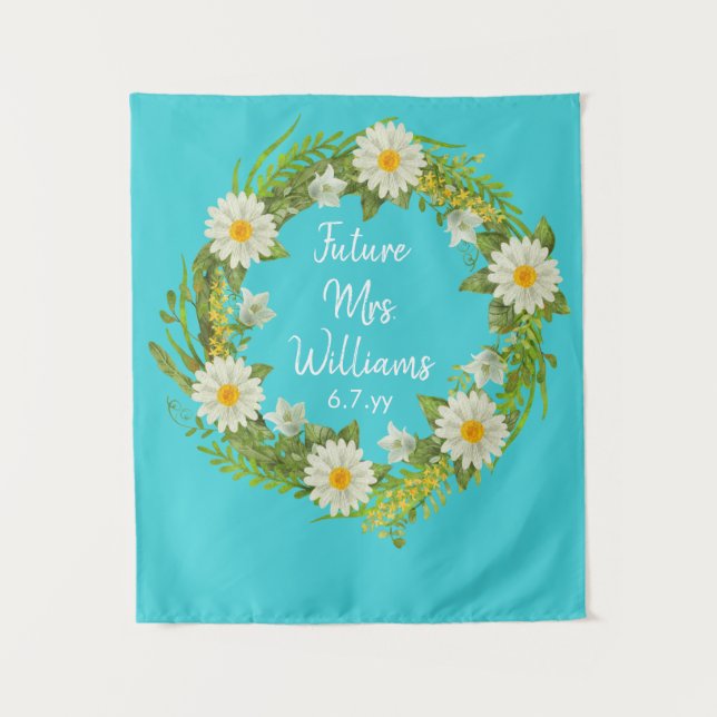 Turquoise Future Mrs Backdrop Daisy Bridal Shower (Front)