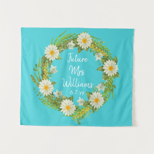 Turquoise Future Mrs Daisy Bridal Shower Backdrop (Front (Horizontal))
