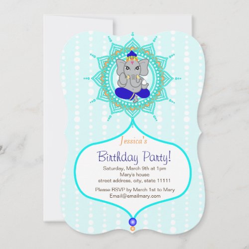 Turquoise Ganesh Birthday 5 x 7 invitation card