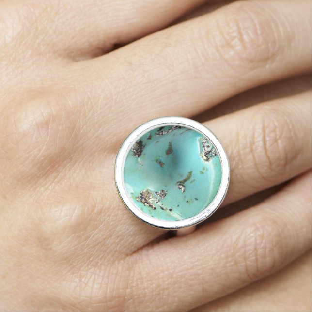 Turquoise Gemstone Image Round Ring (In Situ)