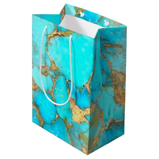 turquoise gemstone medium Gift Bag (Back Angled)