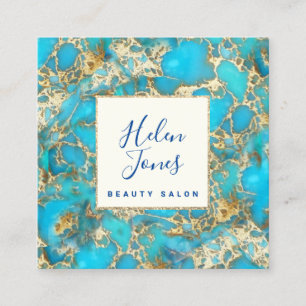 turquoise gemstone square business card