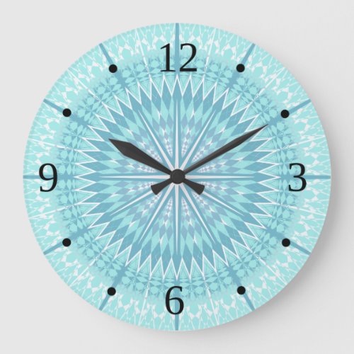 Turquoise Geometric Mandala Large Clock