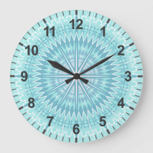 Turquoise Geometric Modern Mandala Large Clock