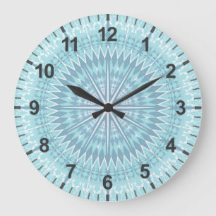 Turquoise Geometric Modern Mandala Large Clock