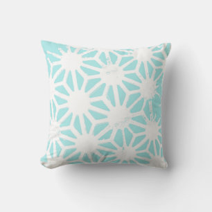 Turquoise geometric pattern throw pillow