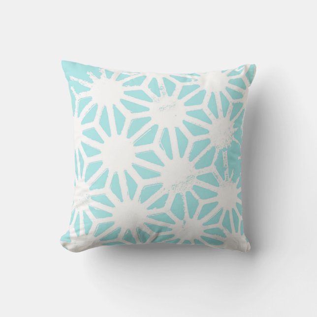 Turquoise geometric pattern throw pillow (Front)