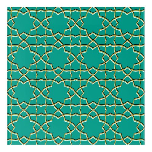 Turquoise Geometric Star pattern Acrylic Print
