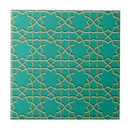 Turquoise Geometric Star pattern Ceramic Tile