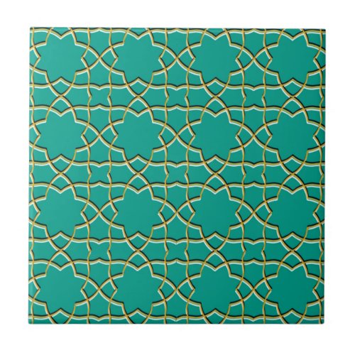 Turquoise Geometric Star pattern Ceramic Tile