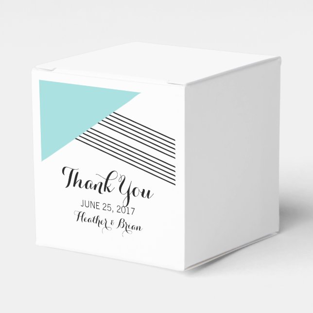 Turquoise Geometric Stripe Favor Boxes (Front Side)