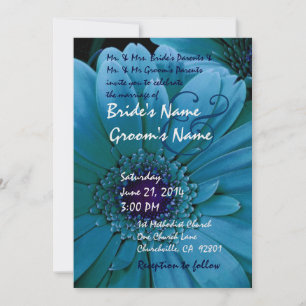 TURQUOISE Gerbera Daisy Wedding Invitation