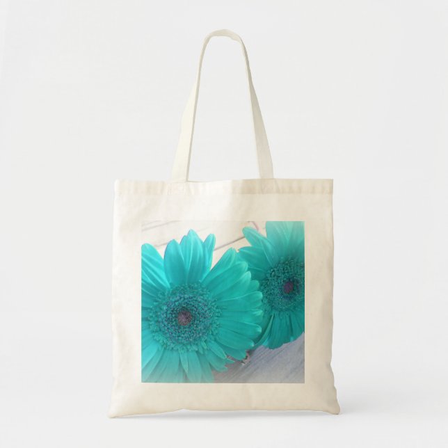Turquoise Gerbera Tote Bag (Front)