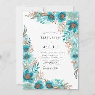 Turquoise Gilded Bohemian Wedding Invitation