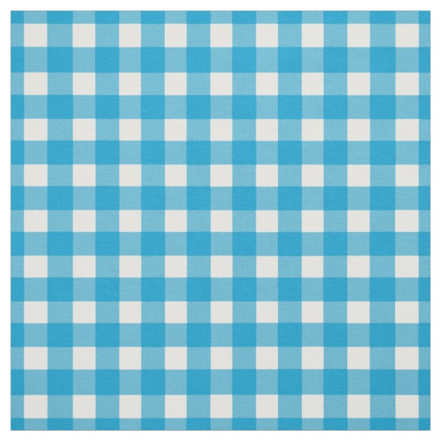 Turquoise Gingham Check Fabric (Swatch)