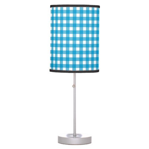 Turquoise Gingham Check Table Lamp